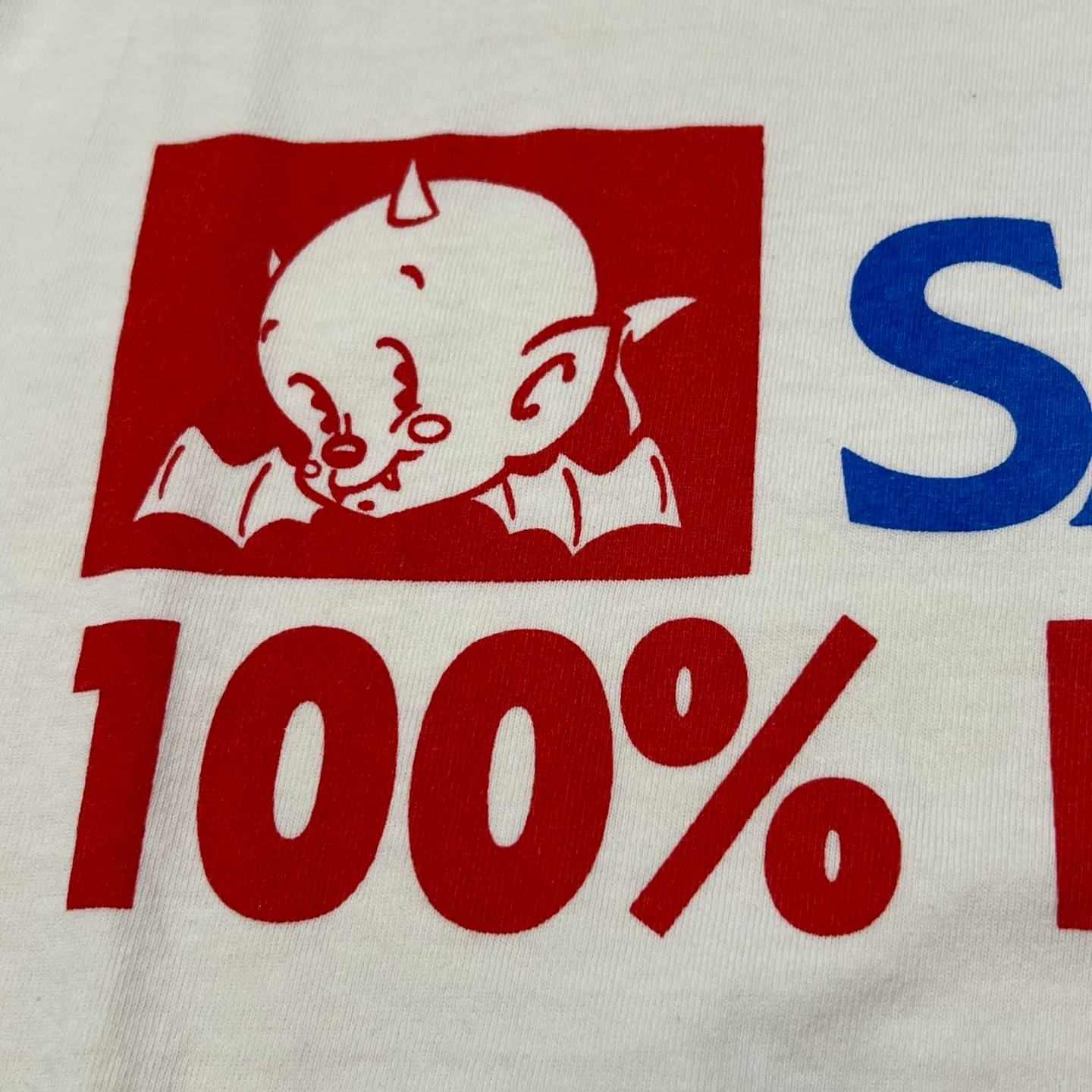 SAINT Mxxxxxx INSANE SS TEE/WHT Little Devil Angel TEE 100% INSANE slogan printed short sleeves off-white S-XL tube-woven fabric without side seams OE yarn original same weight correct version original main mark/wash mark/little angel security code original development no touch printing